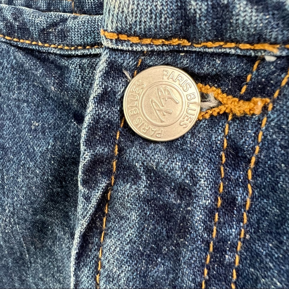 Vintage Y2K high waisted jeans skirt below knee  front slit dark denim Sz3 - Picture 12 of 14